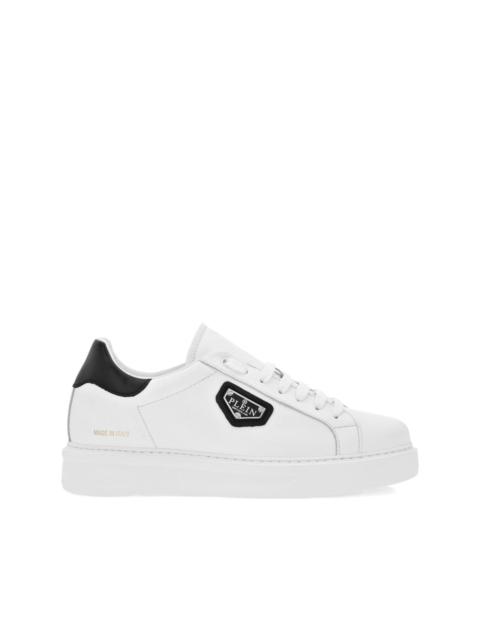 logo-plaque leather trainers