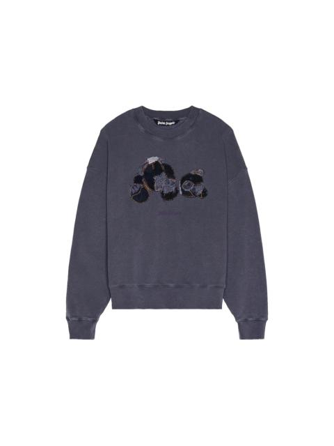 Palm Angels Patchwork Rippled Bear Crewneck Indigo Light
