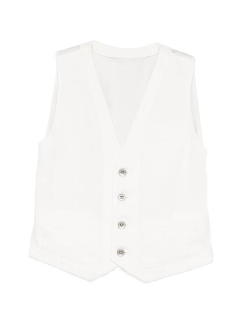 buttoned drawstring waistcoat