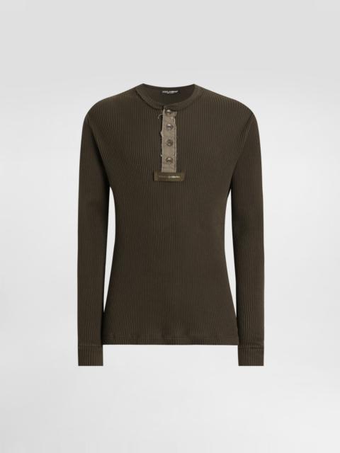 Ribbed cotton serafino t-shirt