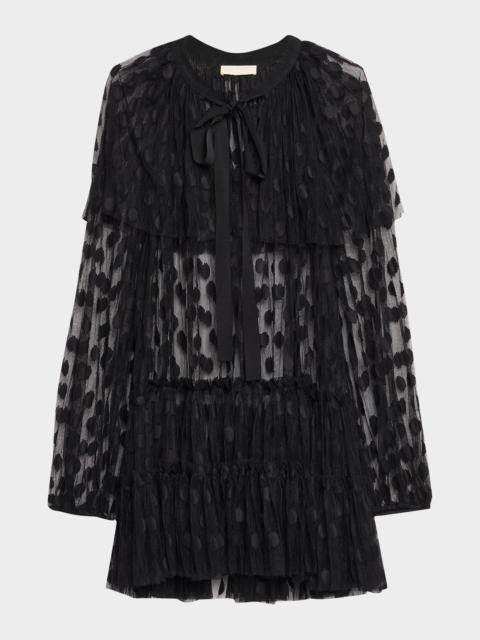 Audette Long-Sleeve Lace Mini Dress