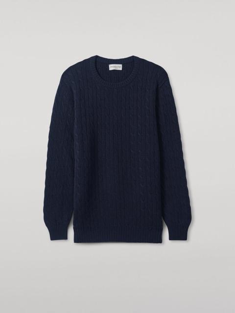 Cable Knit Navy Cashmere Jumper