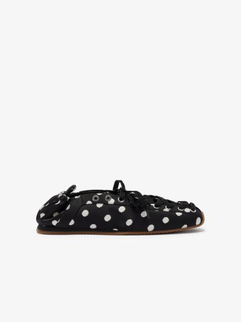 LACE UP SPORTY BALLERINA IN BLACK POLKA DOT