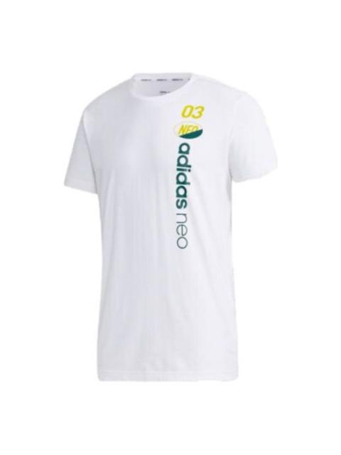 adidas neo Casual Cozy Sports Round Neck Short Sleeve White GK1525