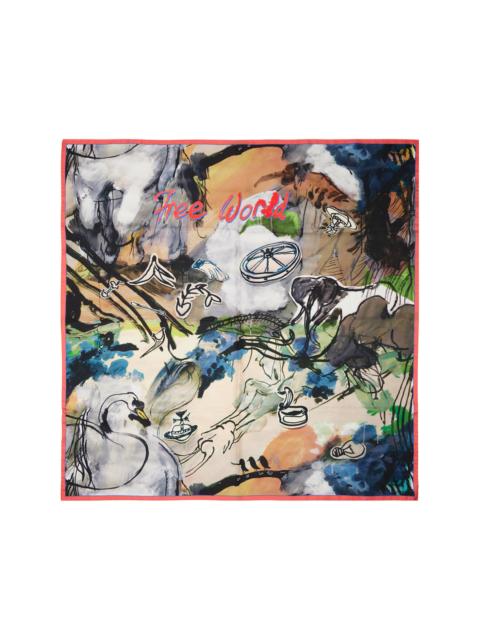 Multicolor 'Free World' Square Scarf