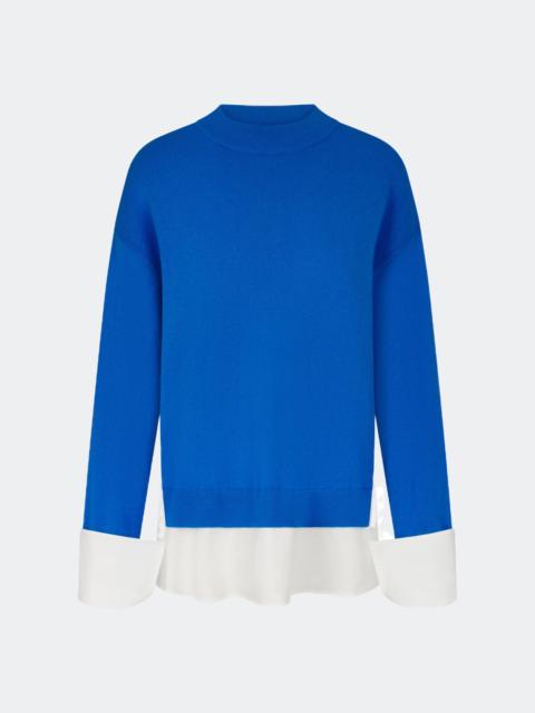 Pip Poplin Combo Sweater in Vivid Sky/Macadamia