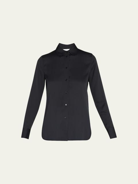 Slim-Fit Long-Sleeve Stretch-Silk Blouse