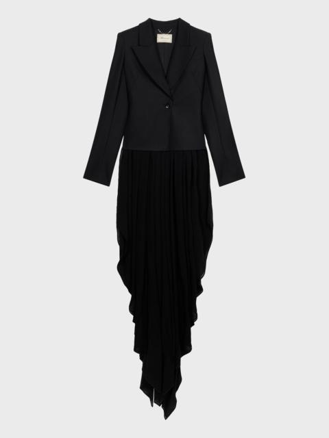 JACKET IN COMPACT FABRIC WITH TULLE TRAIN