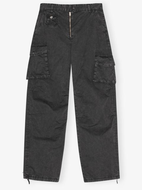 BLACK WASHED TWILL PANTS