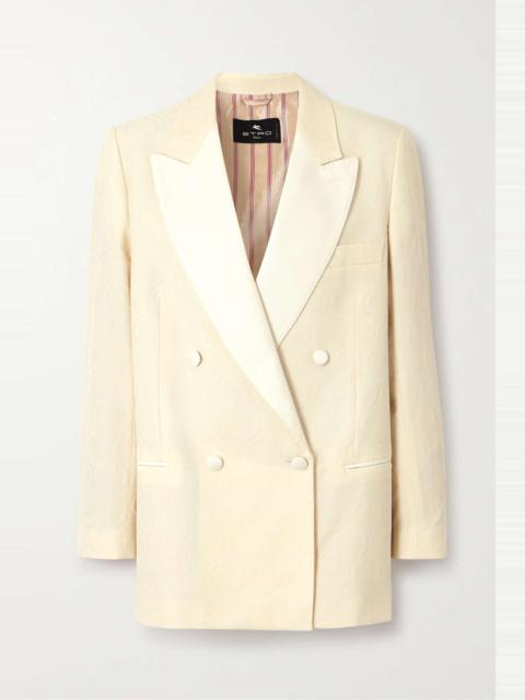 Double-breasted cotton and wool-blend jacquard blazer