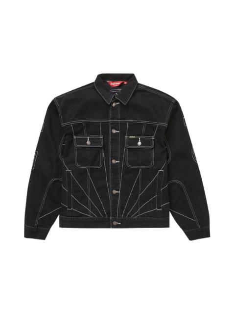 Supreme Radial Embroidered Denim Trucker Jacket Black