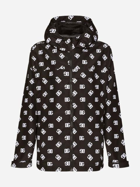 Quilted nylon jacket with hood and DG logo print