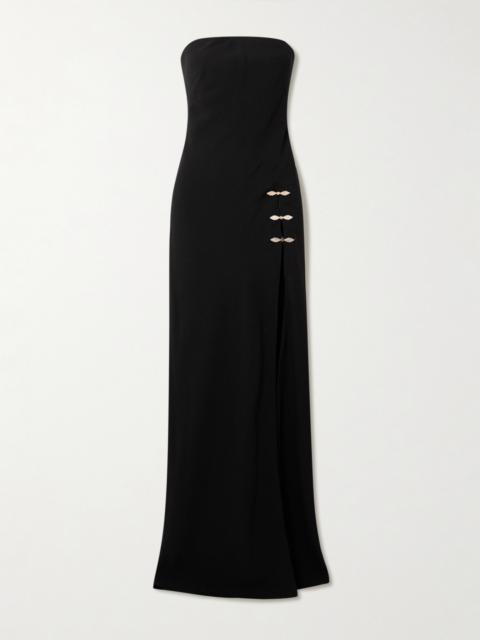 Souza Strapless Asymmetric Embellished Crepe Gown