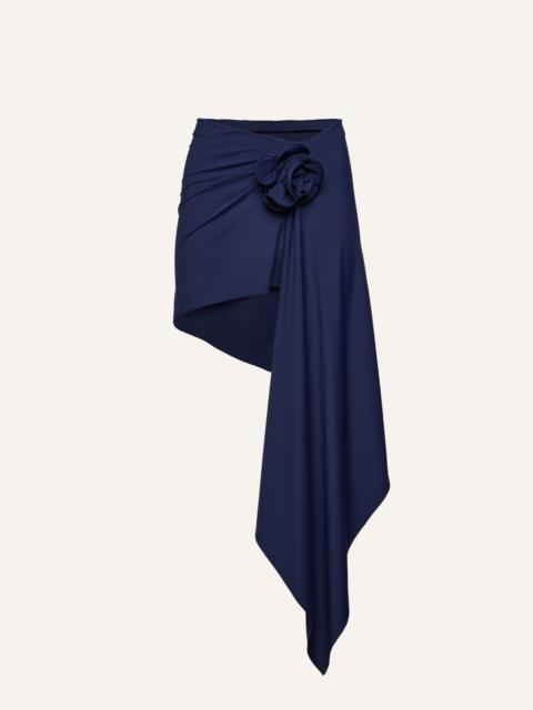 Asymmetrical draped swim skirt in navy