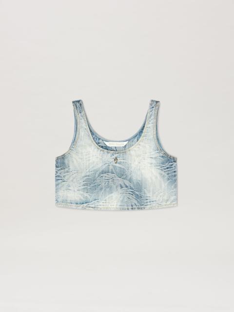 Palms jacquared denim cropped top
