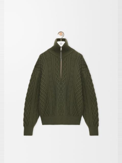 Zip-up sweater in wool