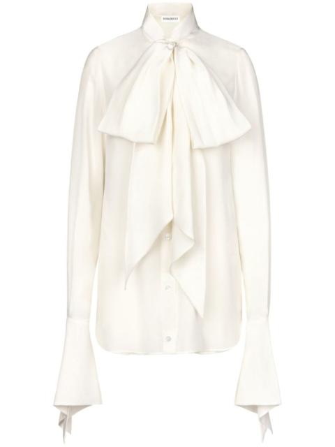 pussy-bow collar silk shirt