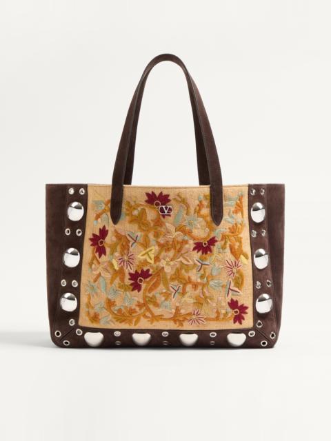 VALENTINO GARAVANI NELLCÔTE MEDIUM EMBROIDERED SHOPPING BAG
