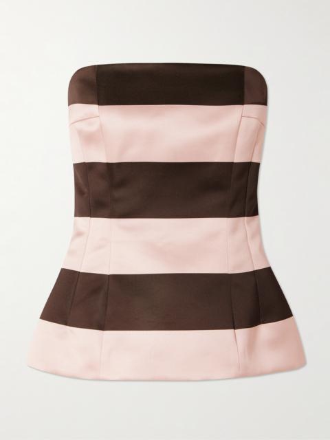 Kerina Striped Strapless Duchesse-satin Top