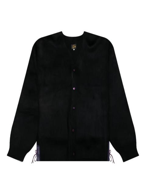mohair leather-patch cardigan