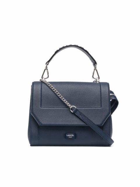 logo-print leather tote bag