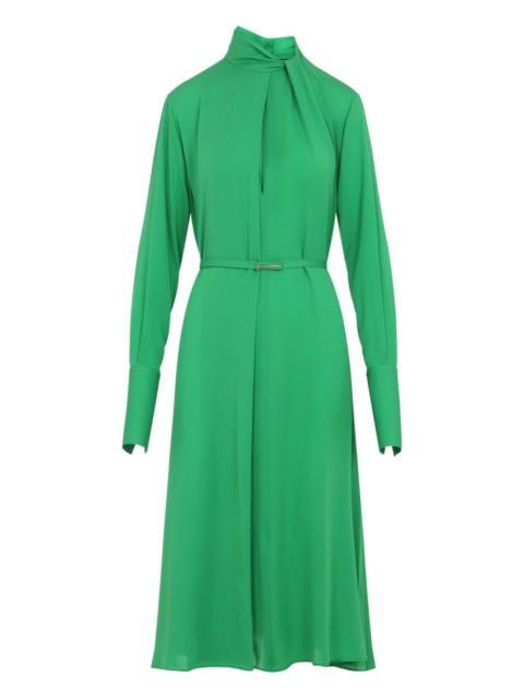 tie-neck belted midi dress
