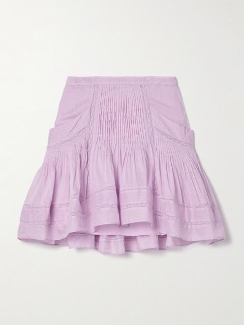 Giuliani Crochet-trimmed Pintucked Cotton-voile Mini Skirt