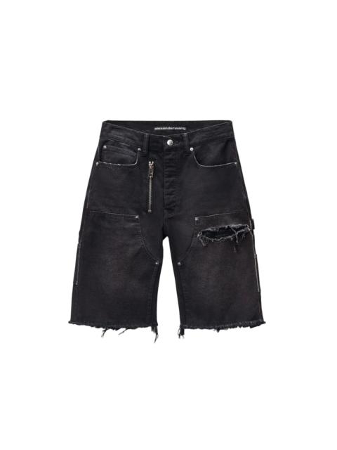 ZIP MID-RISE CARPENTER SHORTS (VINTAGE BLACK)