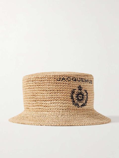 Le Pesco embroidered raffia bucket hat Neutral