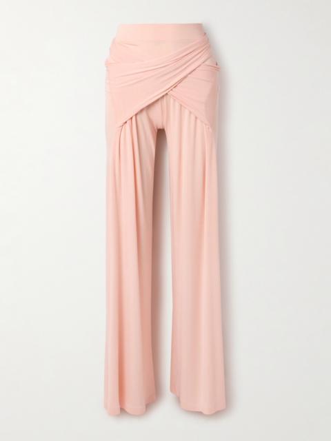Elephant Wrap-effect Draped Stretch-jersey Wide-leg Pants