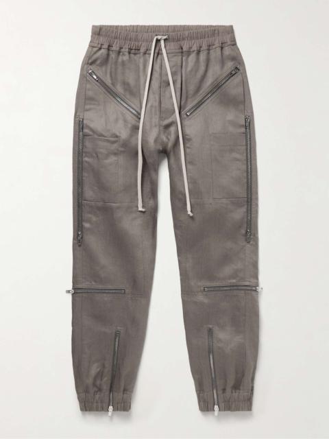 Slim-Fit Tapered Zip-Detailed Linen-Canvas Trousers
