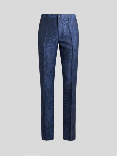 LINEN AND COTTON JACQUARD TROUSERS WITH FLORAL PAISLEY MOTIF