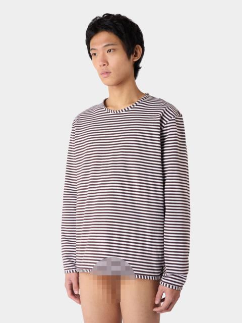 STRIPED LONGSLEEVE T-SHIRT / brown and optical white
