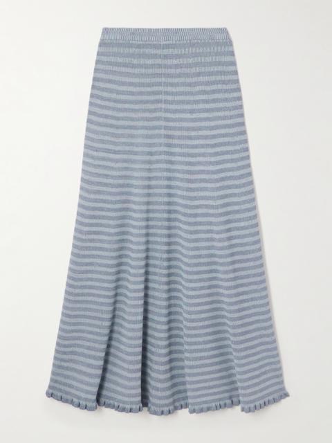 Stina Striped Knitted Midi Skirt