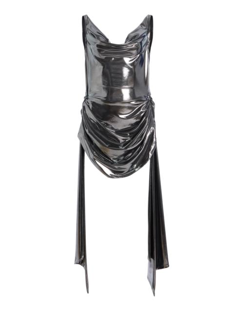 Metallic Ruched Mini Dress silver