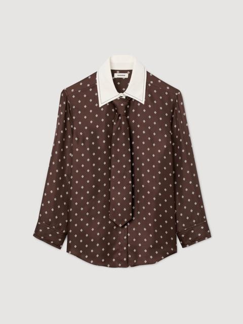 FLOWY TIE PRINT SHIRT