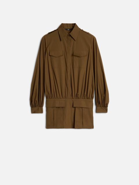 UTILITY MINI DRESS in Poplin Toffee