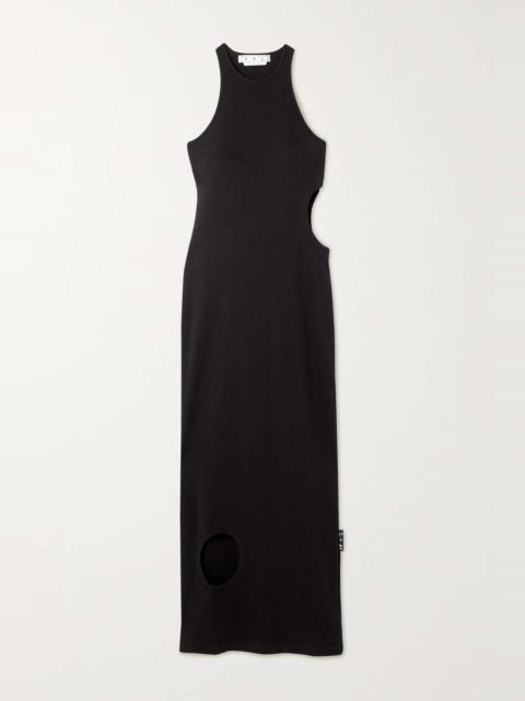 Meteor cutout ribbed stretch-cotton jersey midi dress