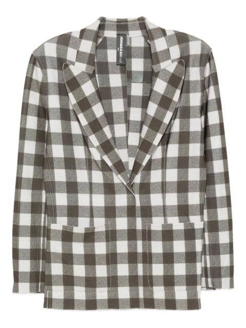 checked single-breasted blazer