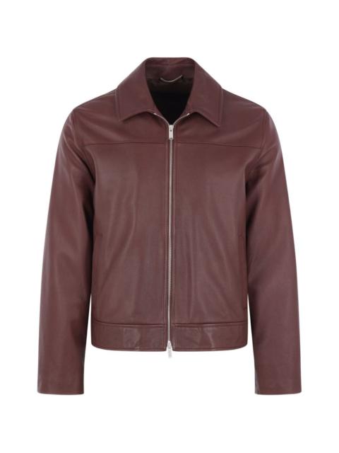 zip-up leather jacket