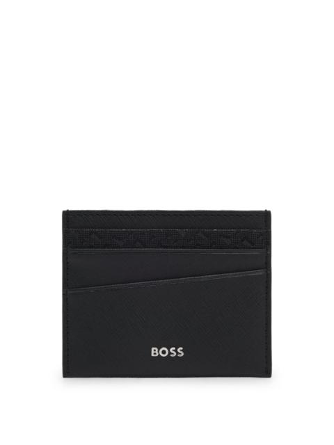MIXED-TEXTURE CARD HOLDER WITH LOGO TRIM