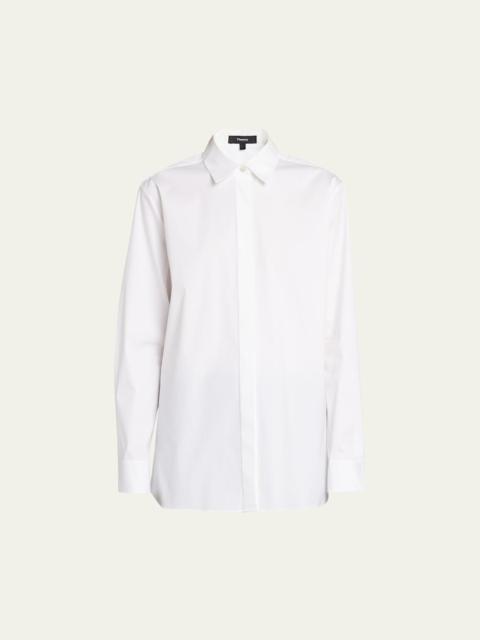 Classic Button-Front Boyfriend Shirt