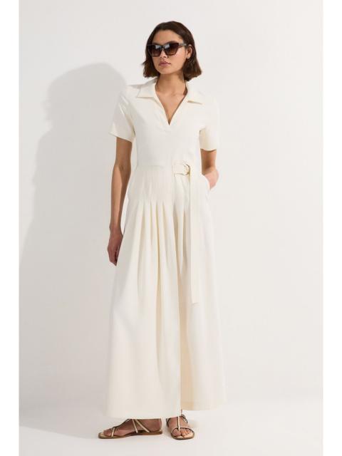 Soft Tailored Pleated Belted Jumpsuit