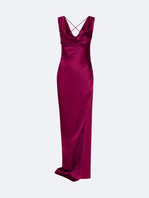 Satin Cowl Neck Gown