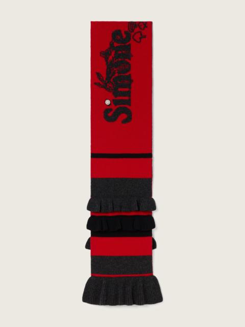 Ruffle Graphic Logo Knit Scarf