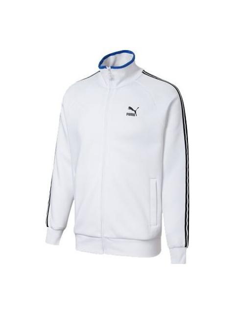 PUMA Stand Collar Colorblock Logo Casual Jacket White 598135-02