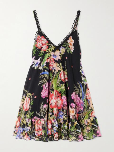 Lily Ruffled Floral-print Cotton-blend Voile Mini Dress