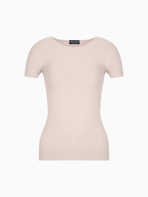 LINKS-STITCH VISCOSE SHORT-SLEEVED JUMPER