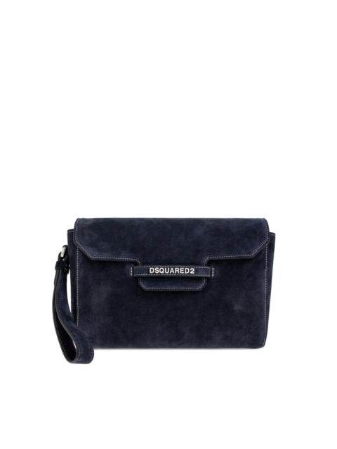 Twin suede clutch bag