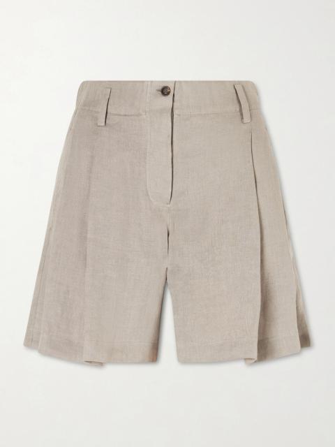 Pleated Linen Shorts
